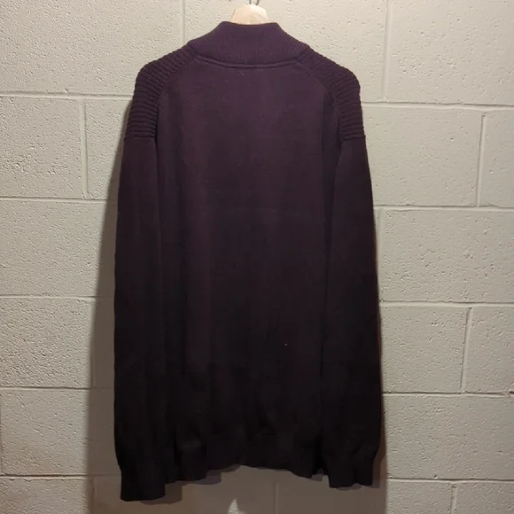 Van Heusen Men's Dark Burgundy Zip-Up Sweater - Picture 3 of 3